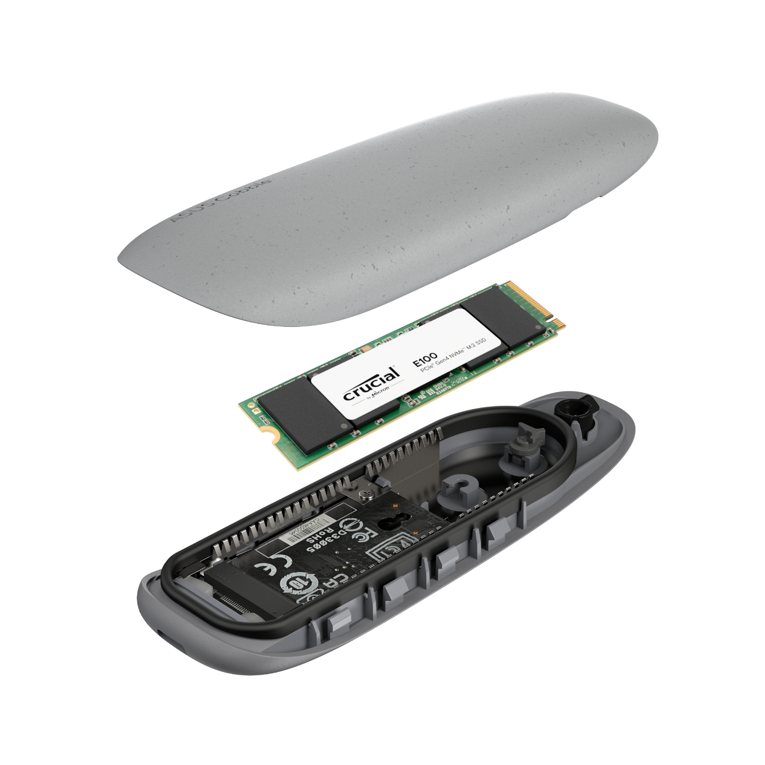 Asus Cobble M.2 SSD Type-C Enclosure and Crucial E100 2TB NVMe Bundle - Grey - Image 5