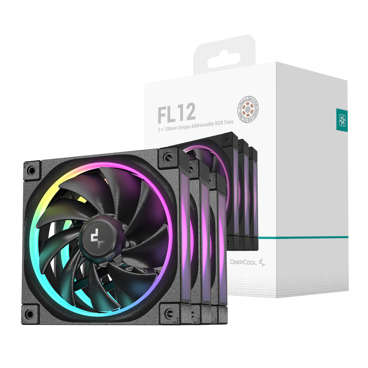 DeepCool FL12 3-in-1 ARGB 120mm PWM 3 Fan Pack - Black